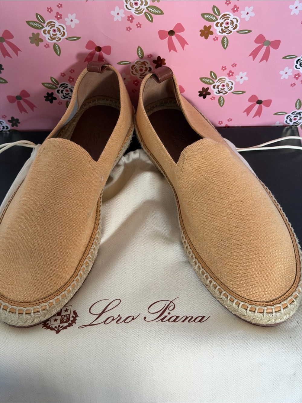 Loro Piana Men's Beige Canvas Espadrille Slip-Ons